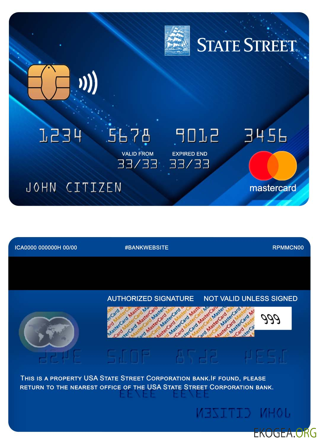 Carte bancaire Mastercard de la State Street Corporation des États Unis